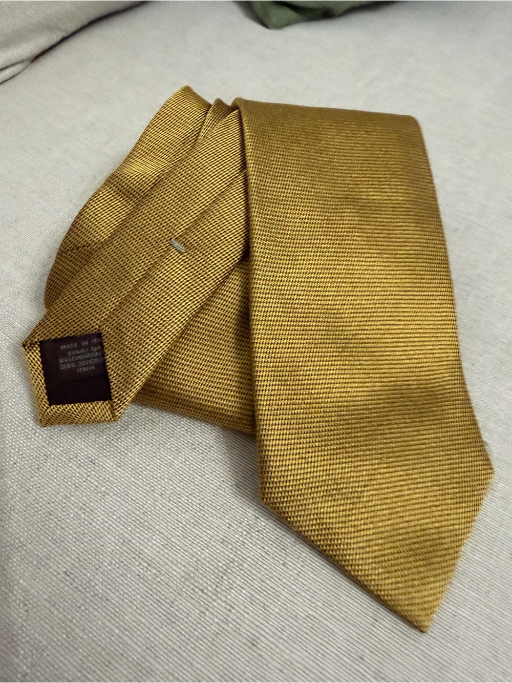 Canali Satin Gold Solid Silk Neck Tie